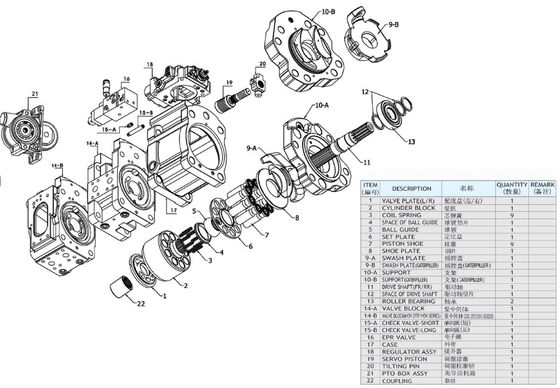 Kawasaki Excavator Hydraulic Piston Pump Parts K3v112 / K3V140 / K3V180